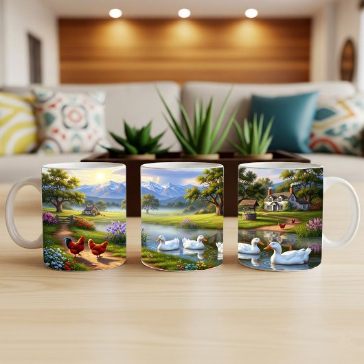 Pekin Ducks Digital Painting Mok Wrap Design