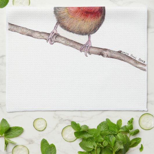 Pekin Robin Bird (Leiothrix lutea) Keukenhanddoek (Gevouwen)