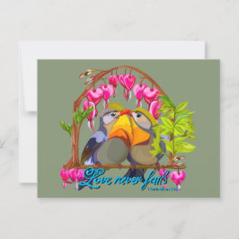 Pekin Robins—Leiothrix Liefde Faalt Nooit Briefkaart