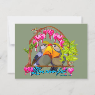 Pekin Robins—Leiothrix Liefde Faalt Nooit Briefkaart