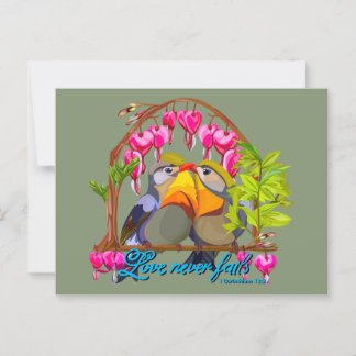 Pekin Robins—Leiothrix Liefde Faalt Nooit Briefkaart