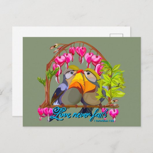 Pekin Robins—Leiothrix Love Never Fails Briefkaart (Voorkant / Achterkant)