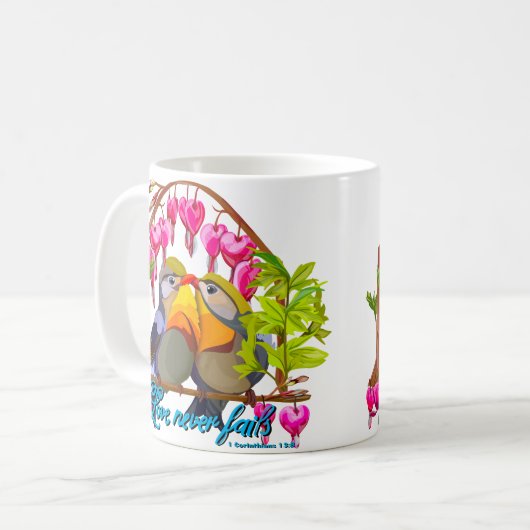 Pekin Robins—Leiothrix Love Never Fails Koffiemok (Voorkant links)