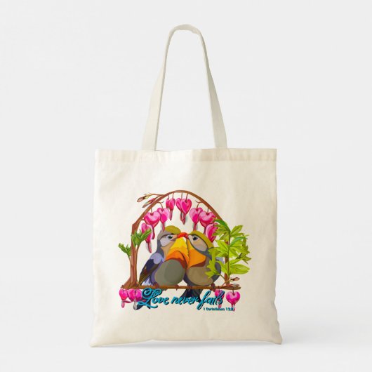 Pekin Robins—Leiothrix Love Never Fails Tote Bag (Achterkant)