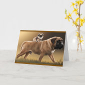 Pekinees en Bullmastiff Kaart (Gele Bloem)