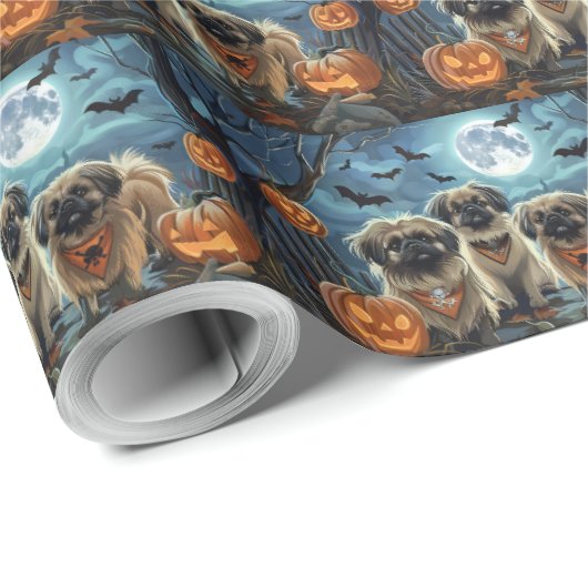 Pekinees Halloween Spooky Cadeaupapier (Rol Hoek)