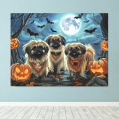 Pekinees Halloween Spooky Canvas Afdruk (Insitu (Houten vloer))