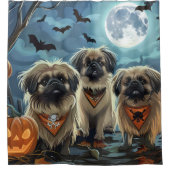 Pekinees Halloween Spooky Douchegordijn (Voorkant)