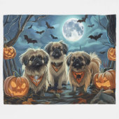 Pekinees Halloween Spooky Fleece Deken (Voorkant (Horizontaal))