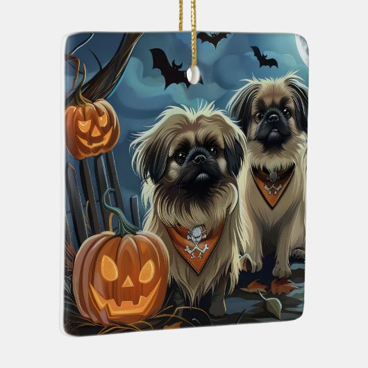Pekinees Halloween Spooky Keramisch Ornament (Rechts)