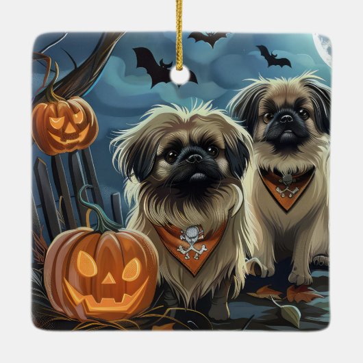 Pekinees Halloween Spooky Keramisch Ornament (Achterkant)