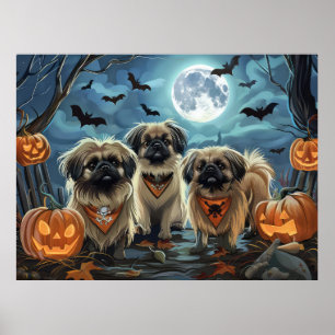 Pekinees Halloween Spooky Poster