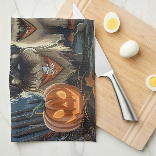 Pekinees Halloween Spooky Theedoek (Quarter Fold)