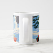 Pekinees Hond Hardlopen In Sneeuw Met Kerst Pet Grote Koffiekop (Achterkant)