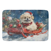 Pekinees Hond in Sledge Laat het Sneeuw Kerstmis Badmat (Voorkant)
