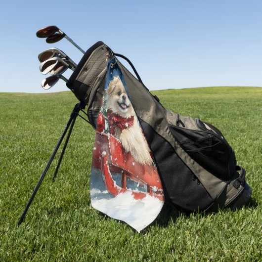 Pekinees Hond in Sledge Laat het Sneeuw Kerstmis Golfhanddoek (Groen)