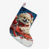 Pekinees Hond in Sledge Laat het Sneeuw Kerstmis Kleine Kerstsok (Voorkant (Hangend))