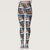 Pekinees Hond in Sledge Laat het Sneeuw Kerstmis Leggings (Voorkant)