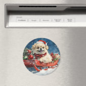 Pekinees Hond in Sledge Laat het Sneeuw Kerstmis Magneet (Insitu (Vaatwasser))