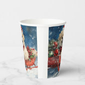 Pekinees Hond in Sledge Laat het Sneeuw Kerstmis Papieren Bekers (Rechts)