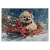 Pekinees Hond in Sledge Laat het Sneeuw Kerstmis Snijplank (Voorkant)