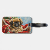 Pekinees Hond Kerst Feestelijk Bagagelabel (Achterkant horizontaal)