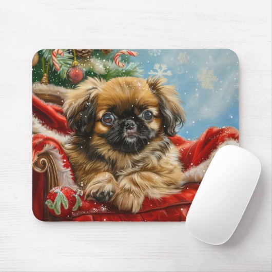 Pekinees Hond Kerst Feestelijk Muismat (Met muis)