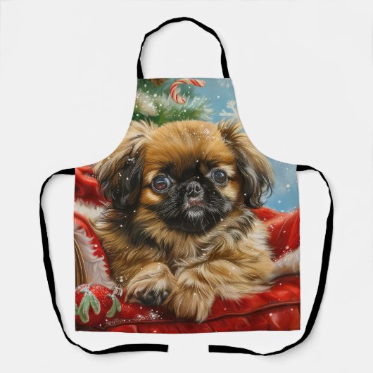 Pekinees Hond Kerst Feestelijk Schort (Voorkant)