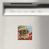 Pekinees Hond Kerst Festiviteit Magneet (Insitu (Vaatwasser))