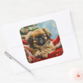Pekinees Hond Kerst Festiviteit Vierkante Sticker (Envelop)