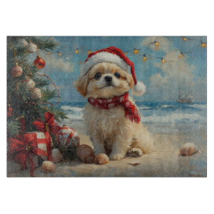 Pekinees Hond Kerstmis Vintage Strand Snijplank