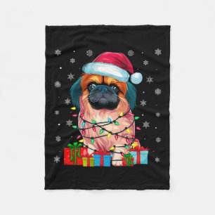 Pekinees Hond Lelijke Kerstverlichting Santa Pekin Fleece Deken
