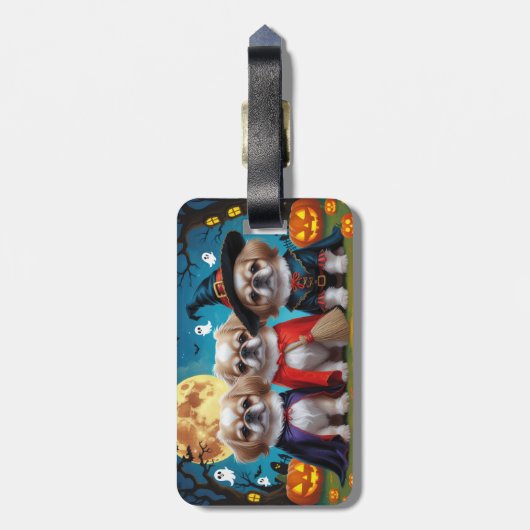 Pekinees Honden Pompoen Halloween Grappig Bagagelabel (Achterkant verticaal)