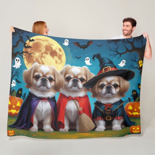 Pekinees Honden Pompoen Halloween Grappig Fleece Deken (In situ)