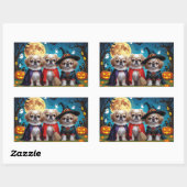 Pekinees Honden Pompoen Halloween Grappig Rechthoekige Sticker (Vel)