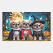 Pekinees Honden Pompoen Halloween Grappig Rechthoekige Sticker (Voorkant)