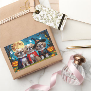 Pekinees Honden Pompoen Halloween Grappig Rechthoekige Sticker