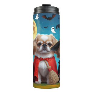Pekinees Honden Pompoen Halloween Grappig Thermosbeker