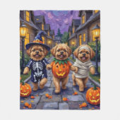 Pekinees Honden Trick-or-Treating Halloween Kostuu Fleece Deken (Voorkant)