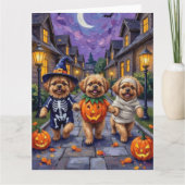 Pekinees Honden Trick-or-Treating Halloween Kostuu Kaart (Voorkant)
