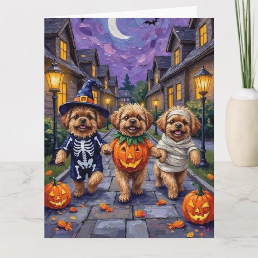 Pekinees Honden Trick-or-Treating Halloween Kostuu Kaart (Voorkant)
