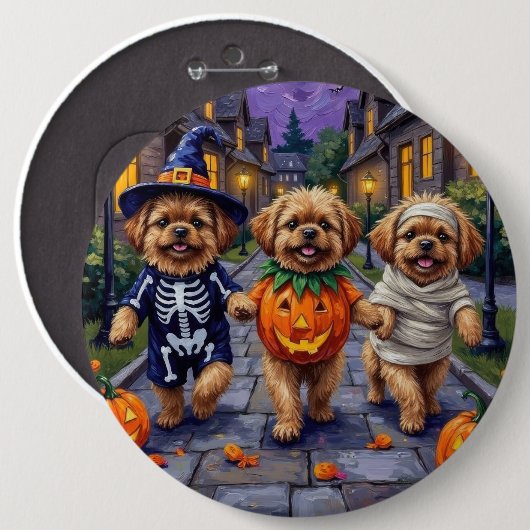 Pekinees Honden Trick-or-Treating Halloween Kostuu Ronde Button 6,0 Cm (Voorkant /achterkant)