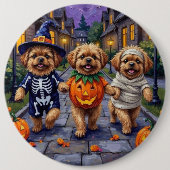 Pekinees Honden Trick-or-Treating Halloween Kostuu Ronde Button 6,0 Cm (Voorkant)