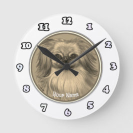 pekinees-hondenklok ronde klok