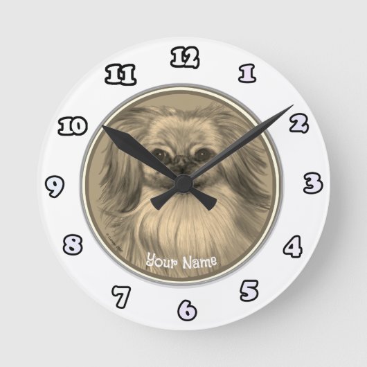 pekinees-hondenklok ronde klok (Voorkant)