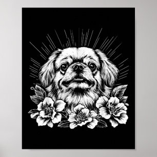Pekinees Hondenliefhebber Retro Style Tattoo Poster