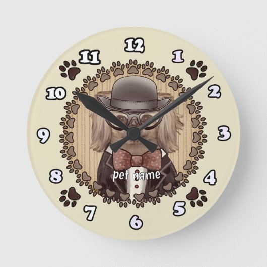 Pekinees met bril Klok (Voorkant)