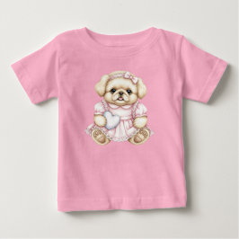 Pekinees puppy in een roze jurk van Natasha Us
