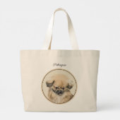 Pekinees schilderij Fawn Schattigee originele Pet  Grote Tote Bag (Achterkant)