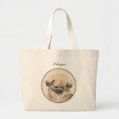Pekinees schilderij Fawn Schattigee originele Pet  Grote Tote Bag (Voorkant)